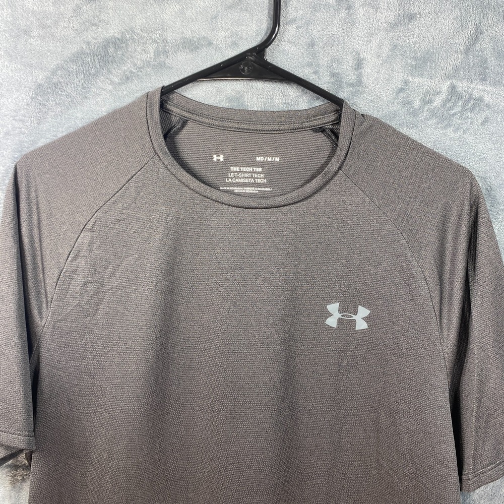 Under Armour Shirt Mens Medium Gray Short Sleeve Tech Tee Activewear Gym Casual